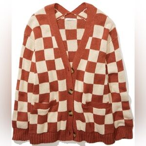 American Eagle Oversized Checkered Cardigan (M)